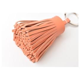 Hermès-Hermes Carmen Tassel Charm Keychain Salmon Pink/Silver-Pink