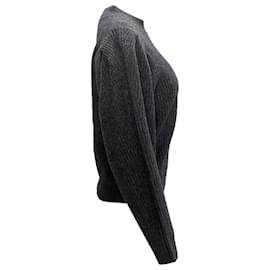Isabel Marant-Isabel Marant Mock Neck Puff Sleeve Sweater in Grey Wool-Grey