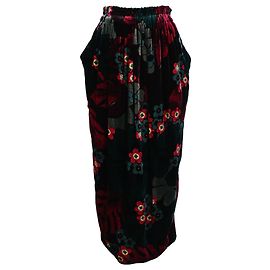 Saia midi de veludo floral Dries Van Noten em viscose verde Verde Verde oliva