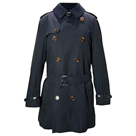 Burberry-Burberry London Double-Breasted Trench Coat in Navy Blue Wool-Blue,Navy blue