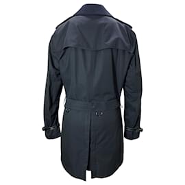 Burberry-Burberry London Double-Breasted Trench Coat in Navy Blue Wool-Blue,Navy blue