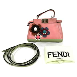 Fendi-Fendi Micro Peekaboo Leather Shoulder Bag 8M0355-Pink