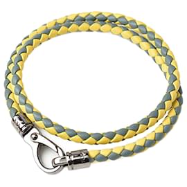 Tod's-Tod's Leather 2-Strand Intrecciato Bracelet/Bangle, Green/Yellow-Green