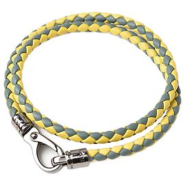 Tod's Leder 2-strängiger Intrecciato-Armband/Bangle, Grün/Gelb Grün