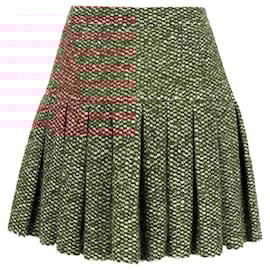 Dolce & Gabbana-Dolce & Gabbana Pleated Mini Skirt in Brown Acrylic-Brown,Red