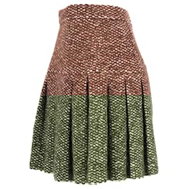 Dolce & Gabbana-Dolce & Gabbana Pleated Mini Skirt in Brown Acrylic-Brown,Red