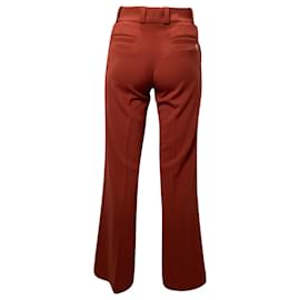 Gucci-Gucci Flared Leg Trousers in Red Wool-Red,Dark red