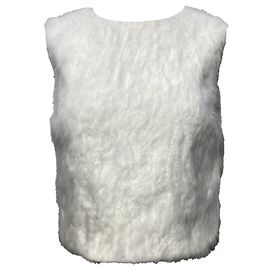 Rochas Fuzzy Top aus Weißer Wolle Weiß Roh