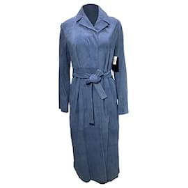 Autre Marque-Stine Goya Luisa Coat in Blue Suede-Blue,Light blue