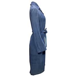 Autre Marque-Stine Goya Luisa Coat in Blue Suede-Blue,Light blue