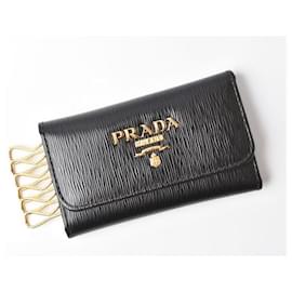 Prada-Prada Leather/Metal Key Case/Key Holder 1PG222-Black