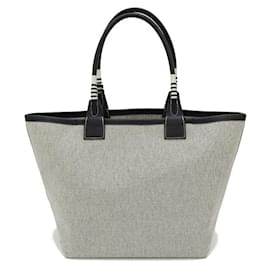 Hermès-Sac tote en toile et cuir Hermes Steeple 28-Noir