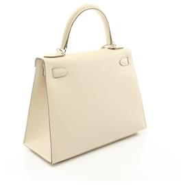Hermès-Hermes Kelly 28 Handbag Ivory-Brown,Beige