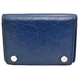 Balenciaga-Balenciaga Mini Leather Compact Wallet-Blue