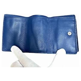 Balenciaga-Balenciaga Mini Leather Compact Wallet-Blue