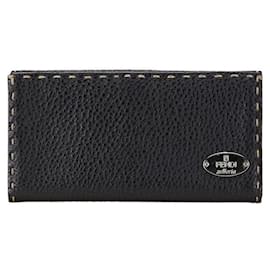 Fendi-Portefeuille long en cuir Selleria Stitch Fendi-Bleu