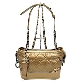 Chanel-Chanel Gabrielle Small Hobo Leather Shoulder Bag-Metallic,Bronze