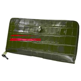 Alexander Mcqueen-Alexander McQueen Leather Zip Around Wallet Unisex-Red