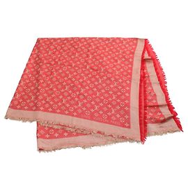 Sciarpa Monogram in seta e lana Louis Vuitton M74008 Rosso