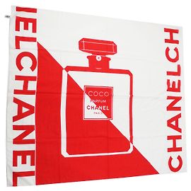 Chanel Vintage Perfume Pattern Scarf Red White Red