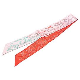 Sciarpa Hermès Silk Twilly Mille Lapins Rosa