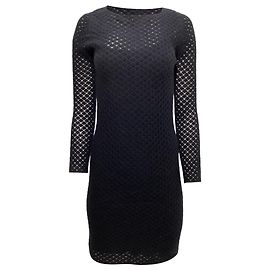 The row Das gestrickte Kleid Row mit Unterkleid aus schwarzer Wolle Schwarz