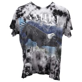 Camiseta de manga curta Amiri Eagle Tie Dye em algodão preto Preto