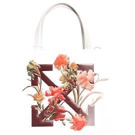 Off White Bolso blanco con estampado floral en relieve Blanco