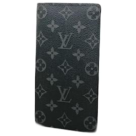 Louis Vuitton-Louis Vuitton Long Wallet Monogram Eclipse Portefeuille Brazza M61697-Black