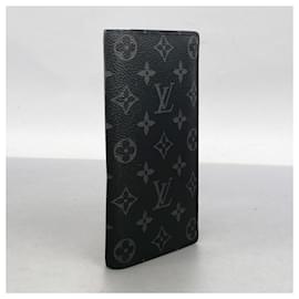Louis Vuitton-Louis Vuitton Long Wallet Monogram Eclipse Portefeuille Brazza M61697-Black