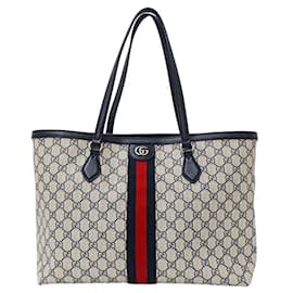 Gucci-Gucci Ophidia GG Supreme Tote Bag-Cream,Navy blue
