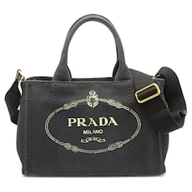 Prada-Prada CANAPA Tote PM Women's Handbag-Black