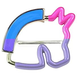 Hermès-Hermes Cheval Neon Scarf Ring-Pink,Yellow