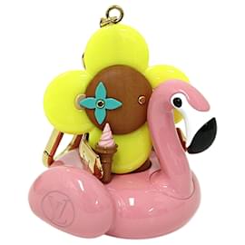 Louis Vuitton-Louis Vuitton Porte Cle Vivienne Flamingo Keychain Bag Charm-Pink,Yellow