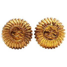 Pendientes vintage CC Coco Mark de Chanel Gold hardware