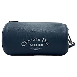 Christian Dior-Christian Dior Navy Leather Shoulder Bag-Navy blue