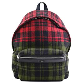 Saint Laurent-Saint Laurent Wool Backpack in Black and Red-Black,Red