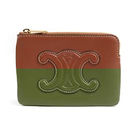 Céline-Celine Brown Leather Coin Purse-Brown