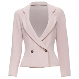 Dior-Christian Dior John Galliano Tweed Ribbon Trimmed Blazer-Pink