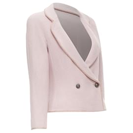Dior-Christian Dior John Galliano Tweed Ribbon Trimmed Blazer-Pink