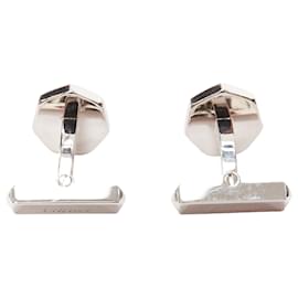 Cartier-Abotoaduras de prata esterlina com coroa de relógio Cartier e pedra azul-Prata,Metálico