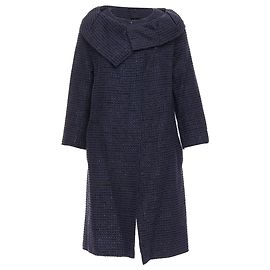 Abrigo estructural de mezcla de algodón y tweed con cuello Roland Mouret Azul Azul marino