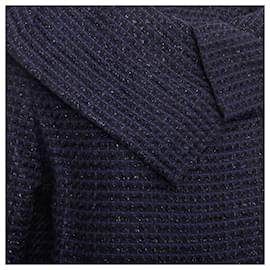 Roland Mouret-Roland Mouret Cotton Blend Tweed Collar Structural Coat-Blue,Navy blue