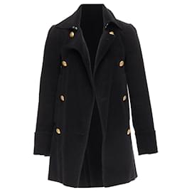 Alexander Mcqueen-Alexander Mcqueen MCQ Cotton Gold Buttons Double Breast Coat-Black