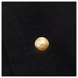 Alexander Mcqueen-Alexander Mcqueen MCQ Cotton Gold Buttons Double Breast Coat-Black