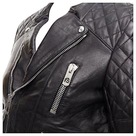 Balenciaga-Balenciaga Leather Quilted Zip Crop Moto Biker-Black