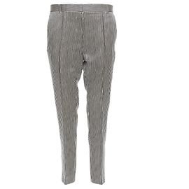 Céline Celine phoebe philo silk pure wool striped trousers Black