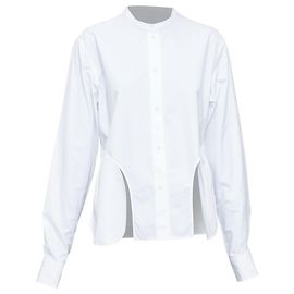 Ports 1961 shirt cotton front slit deconstructed button down top White