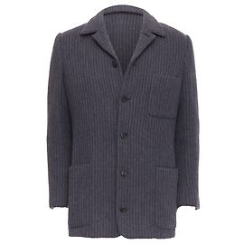 Hermès Hermes Angora Wool Cashgora Stripe Knit Blazer Grey