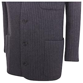 Hermès-Hermes Angora Wool Cashgora Stripe Knit Blazer-Grey